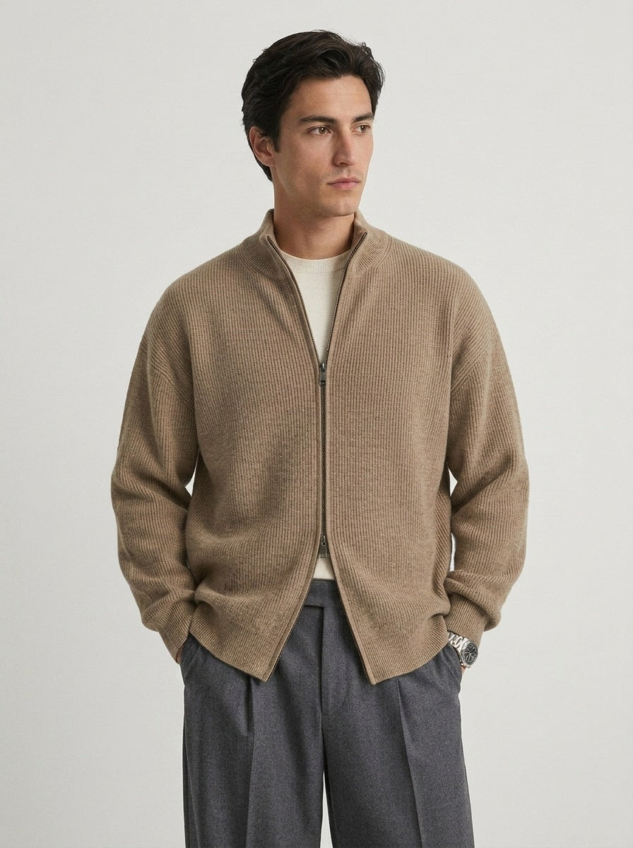 Men's Ribbed Full Zip Cardigan