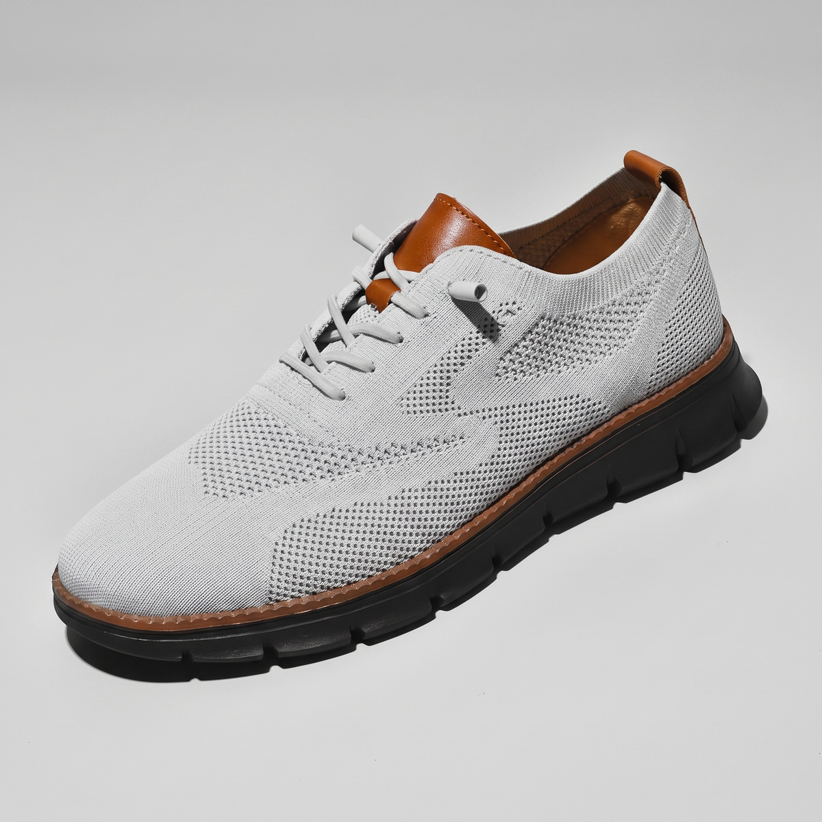 Men's Knitted Mesh Trainers in Grey