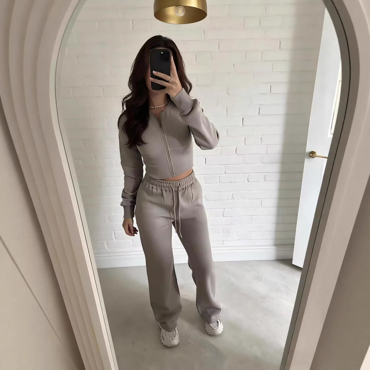 Women's Zip Hoodie and Straight Leg Trouser Set