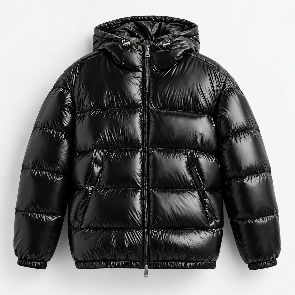Men's Quilted Hooded Jacket with 3D Pattern