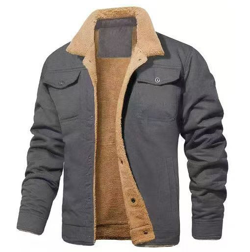 Men's Fleece Lined Shacket in Dark Grey