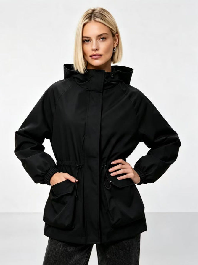 Women's Hooded Rain Jacket in Black