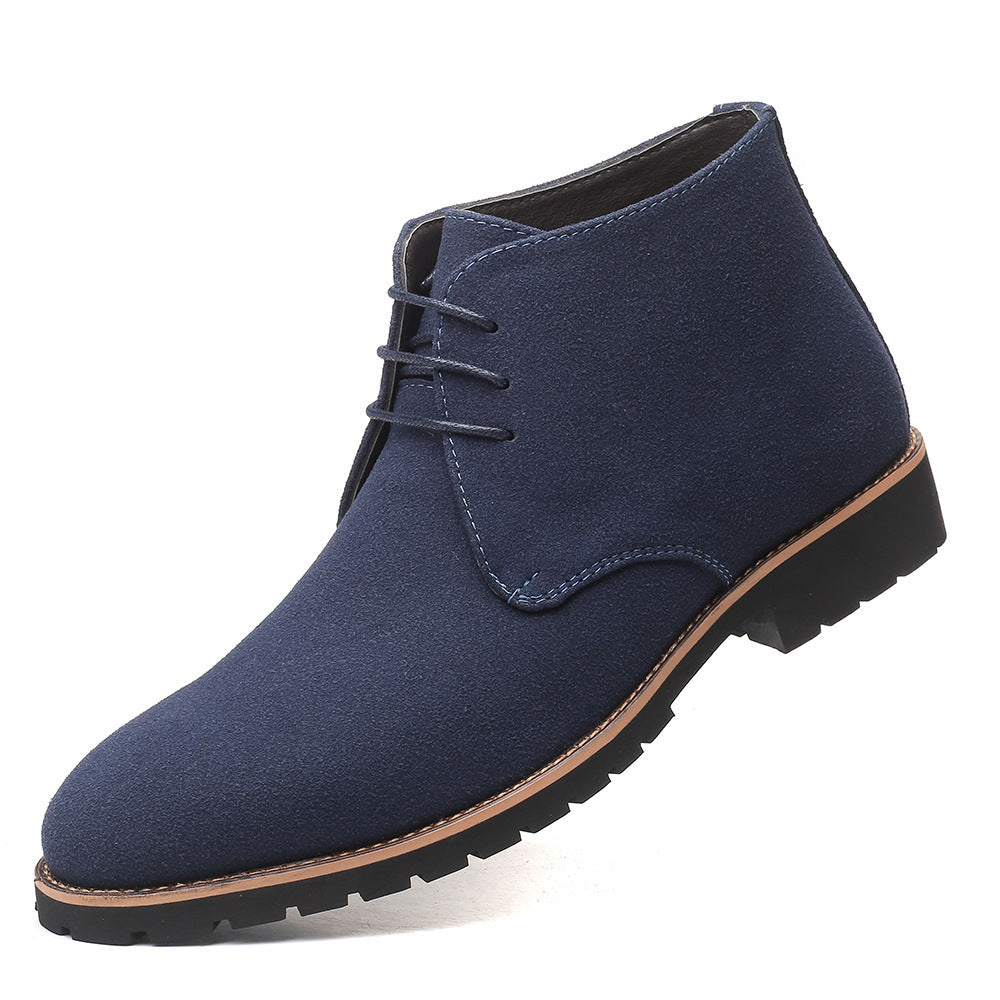 Men's Nubuck Lace-Up Ankle Boots in Blue