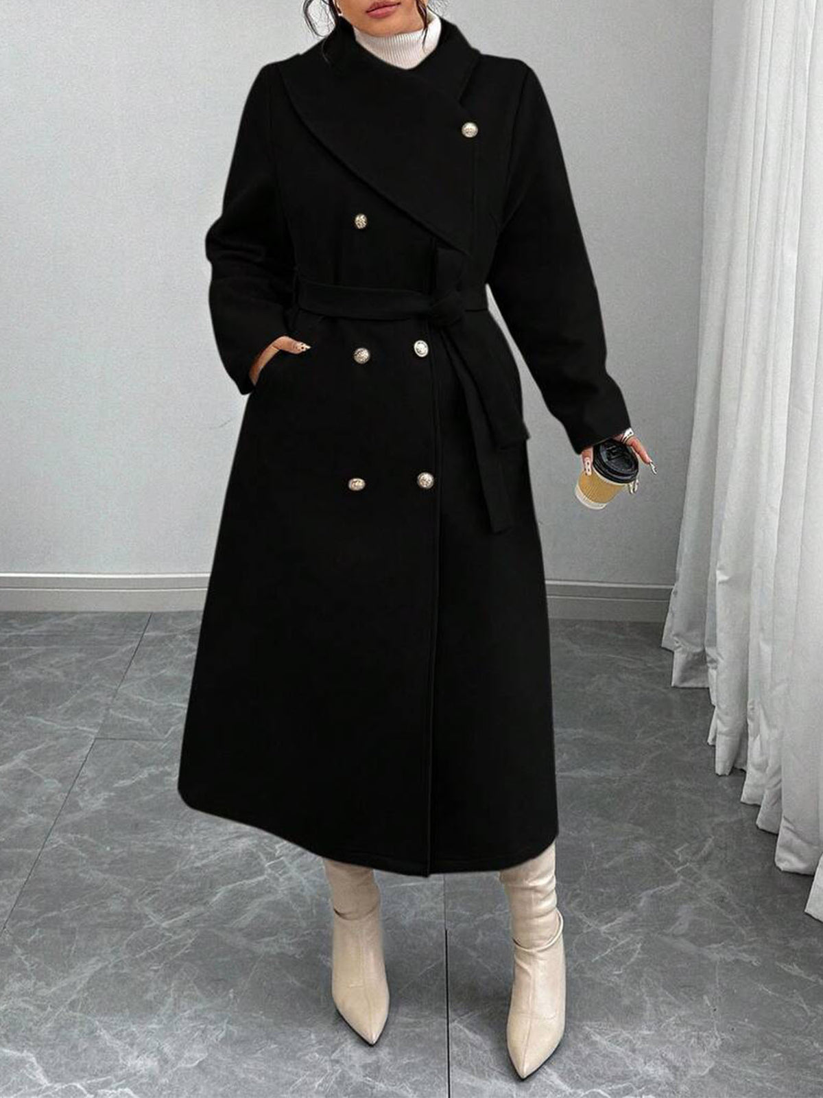 Women's Belted Wool Blend Coat — view 2