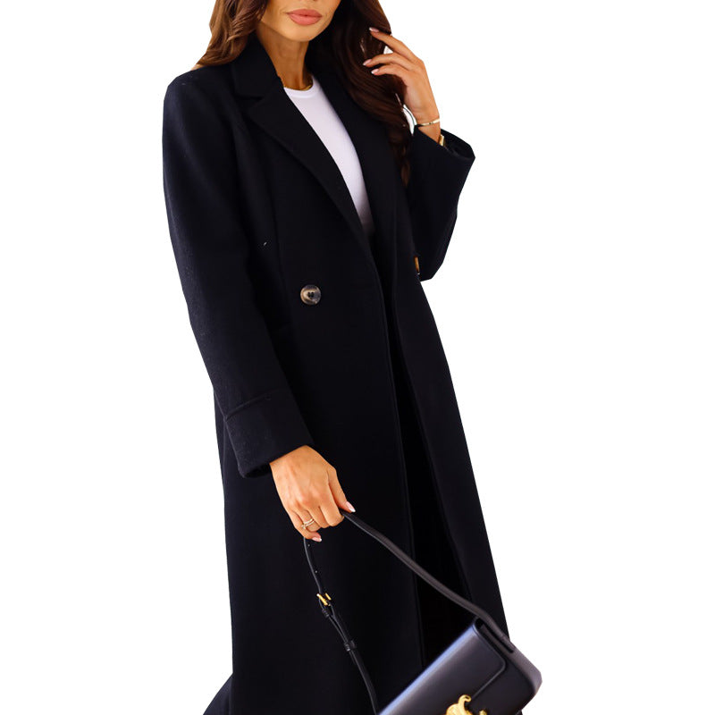 Women's Longline Wrap Coat in Black