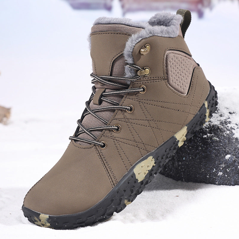 Men's Fleece Lined Snow Boots | Mid-Top Lace-Up with Anti-Slip Sole