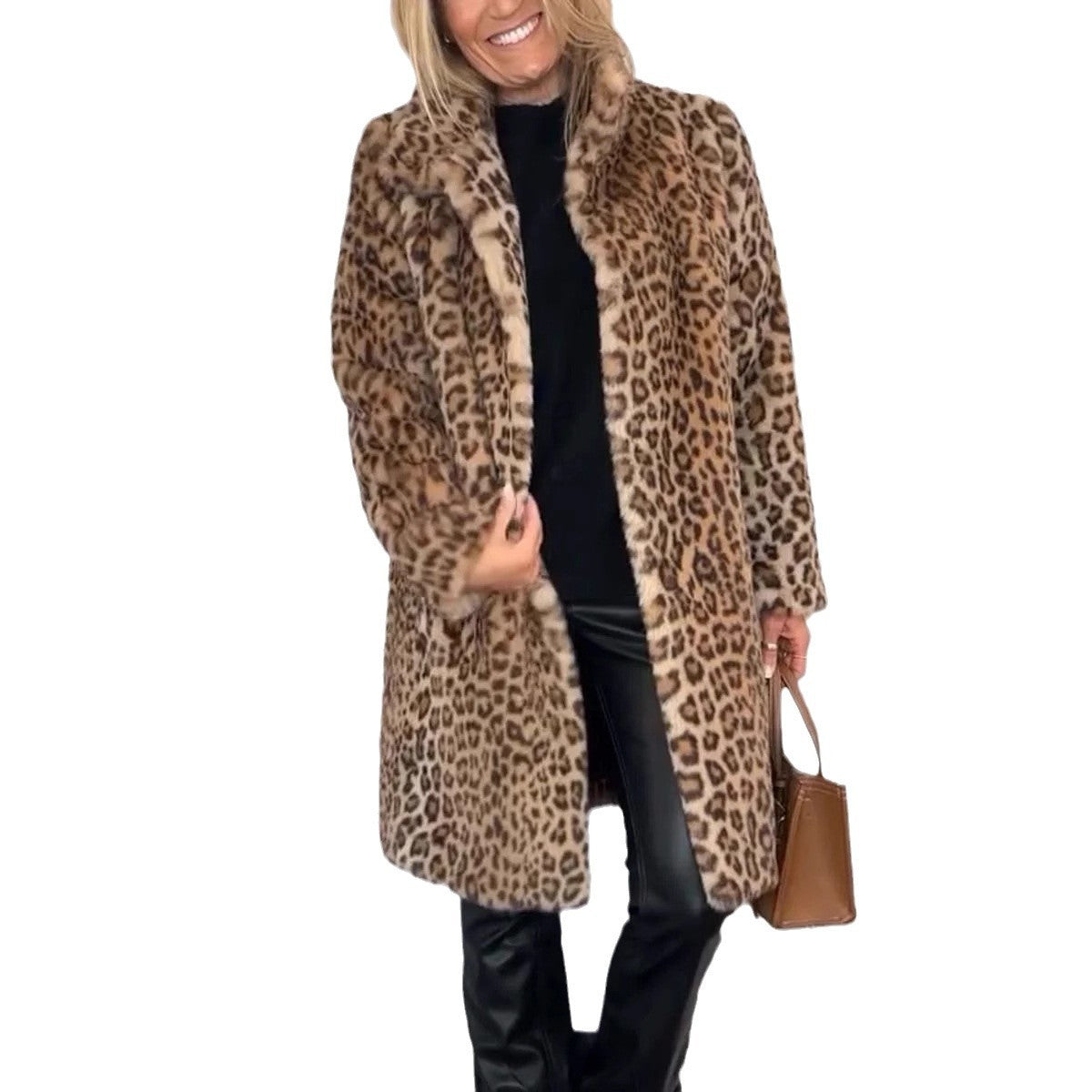 Women's Leopard Print Faux Fur Coat — view 3