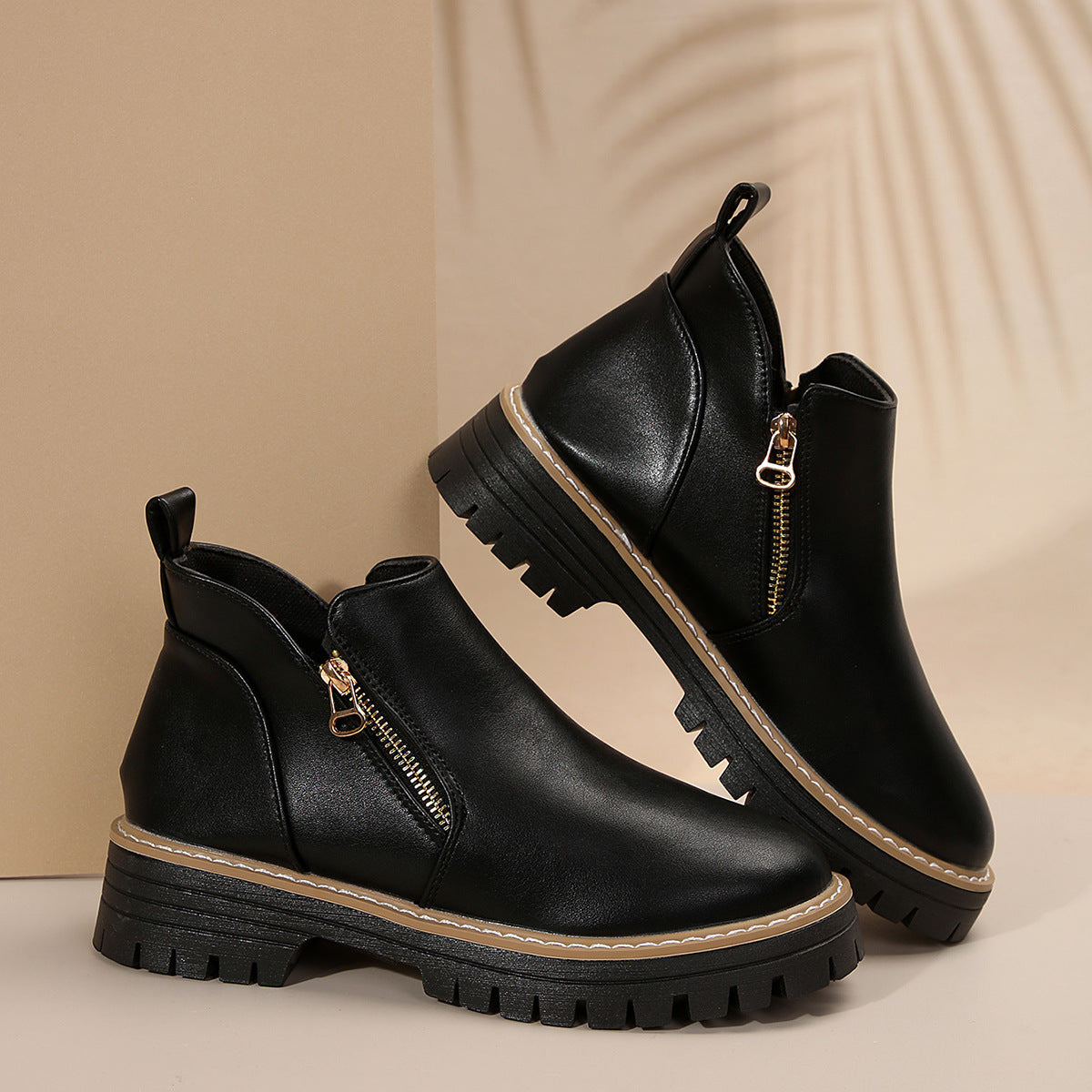 Women's Chunky Sole Ankle Boots in Black