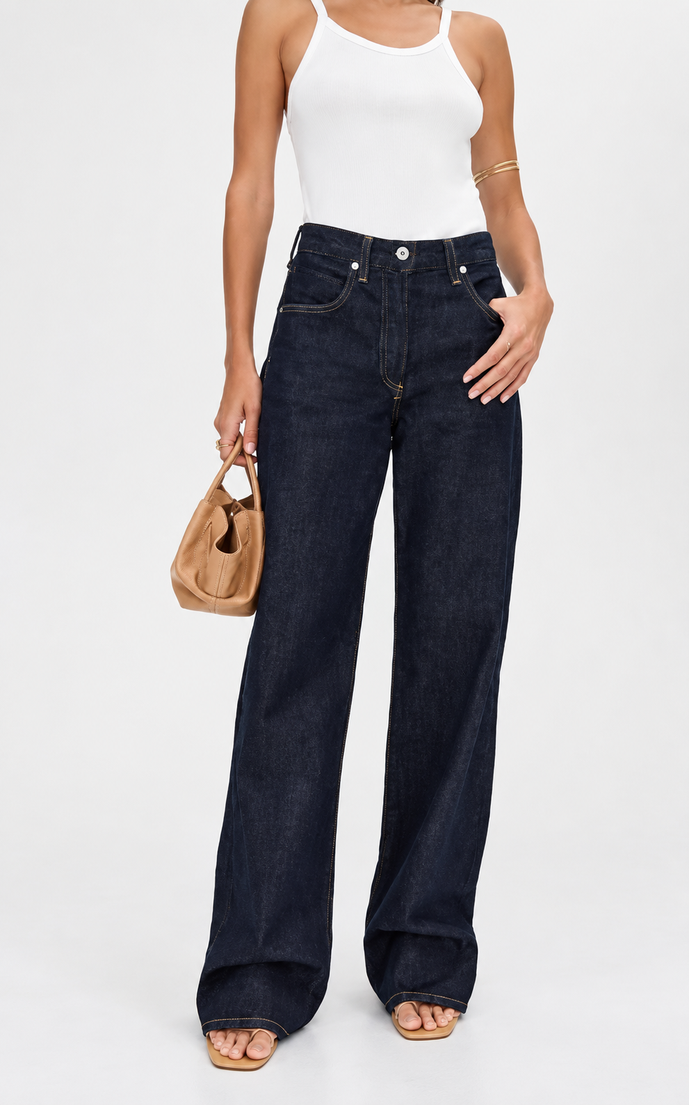 Women's Wide Leg Jeans | High Waist Dark Wash Denim