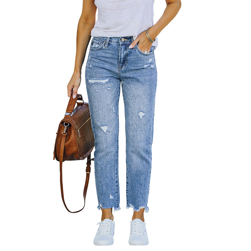 Women's Distressed Straight Leg Jeans — view 3