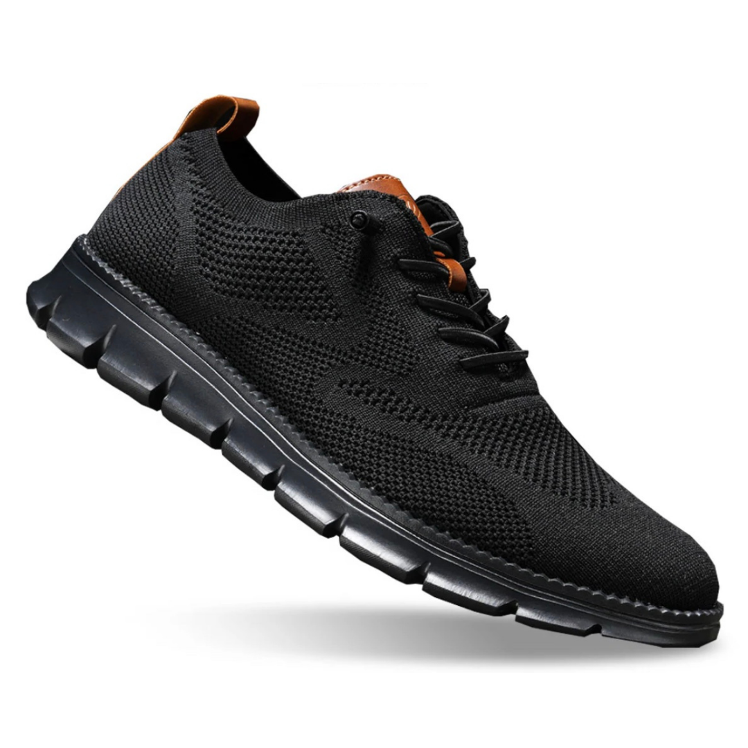Men's Cushioned Walking Trainers in Double Black