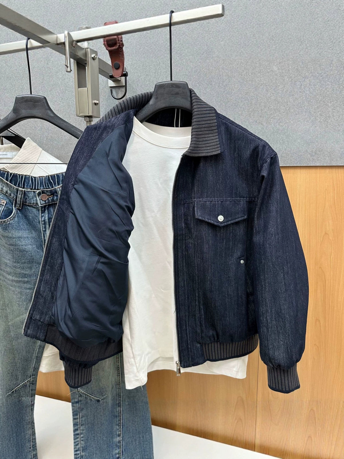 Men's Denim Look Bomber Jacket — view 2