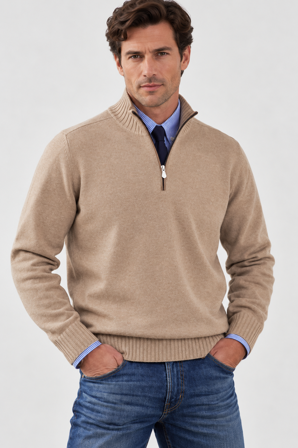 Men's Soft Knit Half-Zip Sweater | Casual Long Sleeve Pullover for Everyday Style