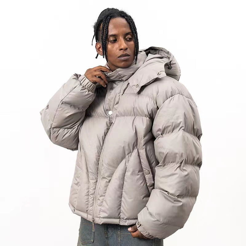 Men's Faux Fur Trim Hooded Puffer Jacket