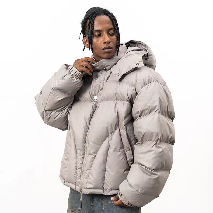 Men's Faux Fur Trim Hooded Puffer Jacket