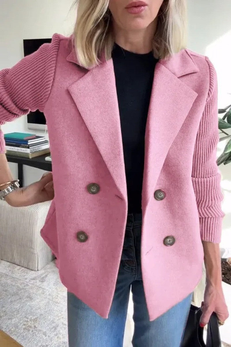 Women's Double Breasted Short Coat in Pink