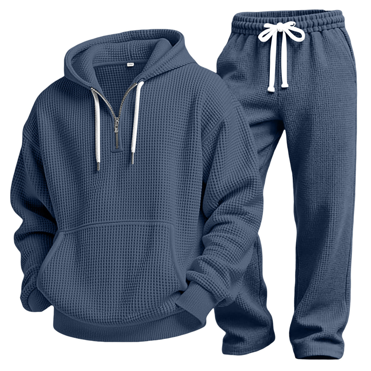 Men's Waffle Knit Hoodie and Joggers Set in Navy