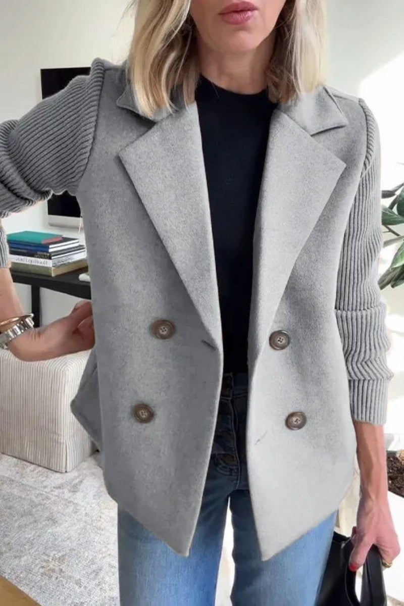 Women's Double Breasted Short Coat in Grey