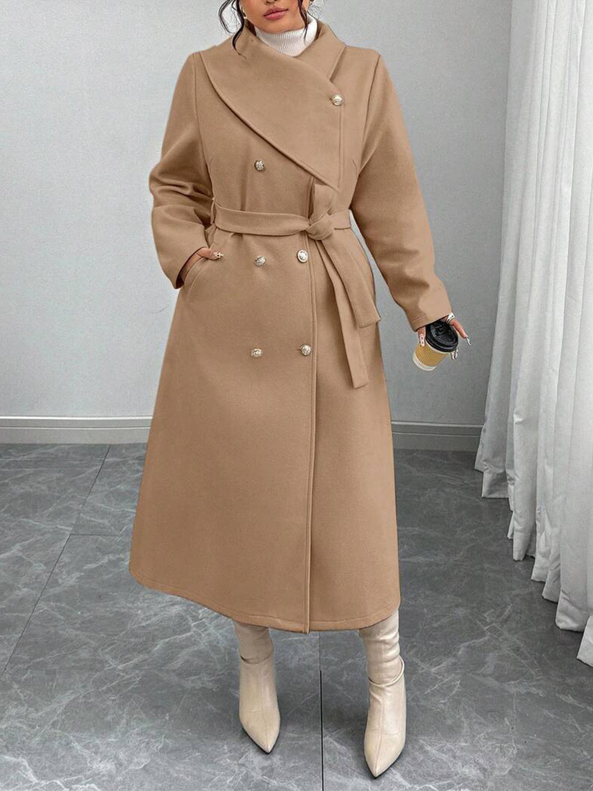 Women's Belted Wool Blend Coat — view 3