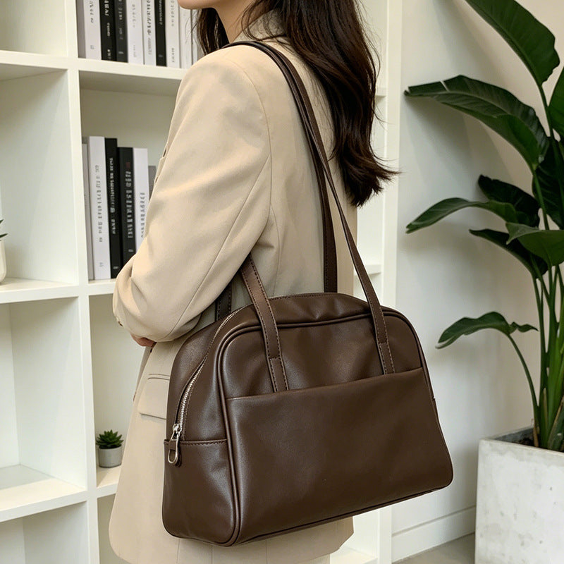Women's Large Work Shoulder Bag in Coffee Brown