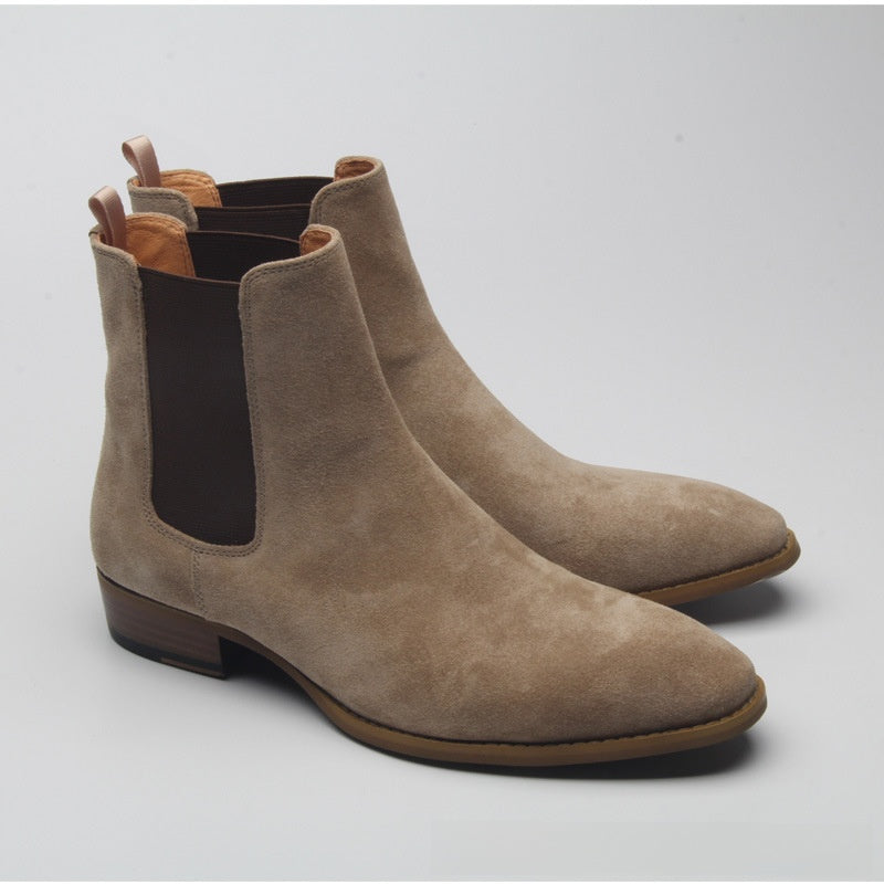 Men's Suede Chelsea Boots in Khaki