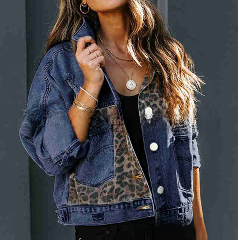 Women's Oversized Denim Jacket in Dark Blue