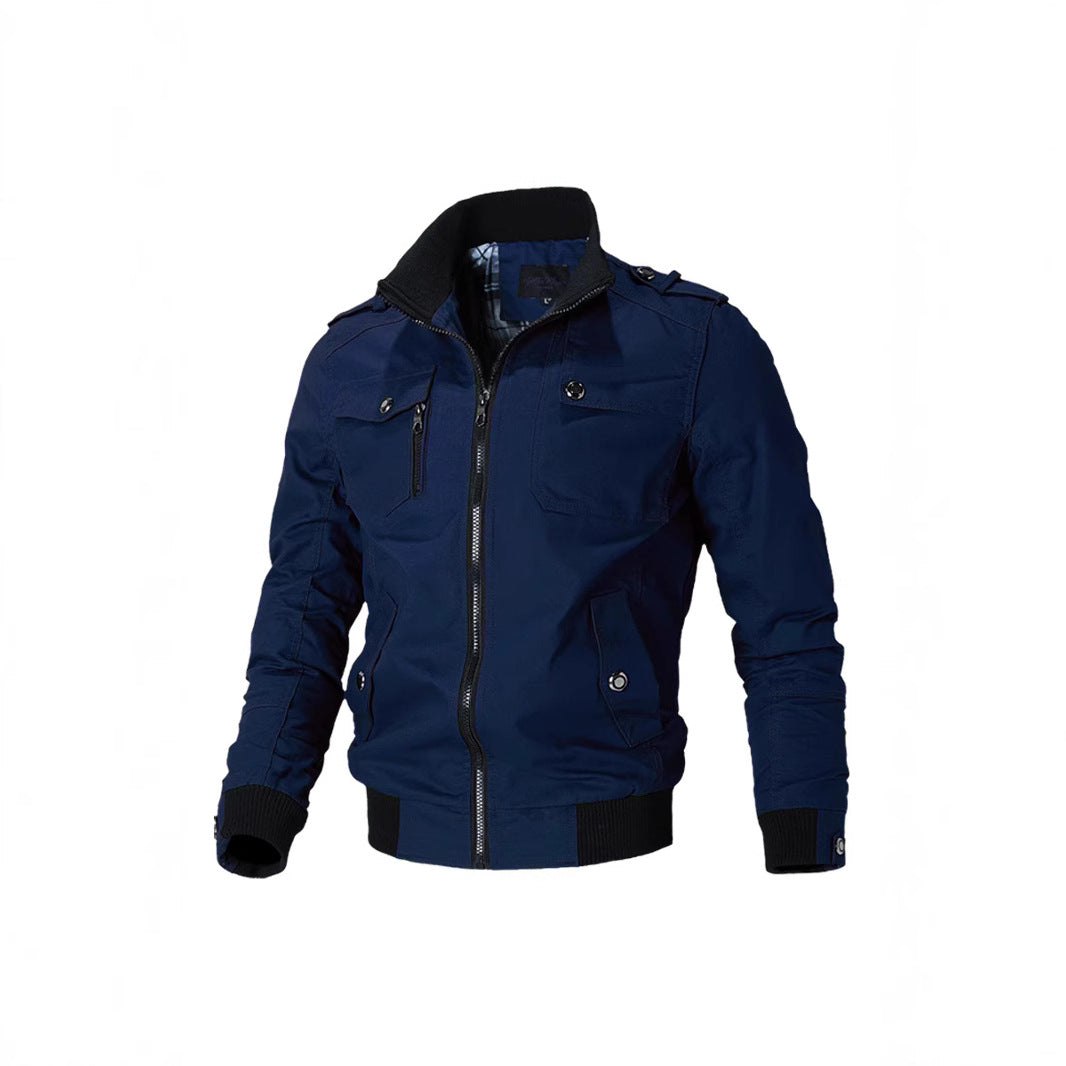 Men's Bomber Jacket | Ribbed Trim Zip-Up Casual Windbreaker