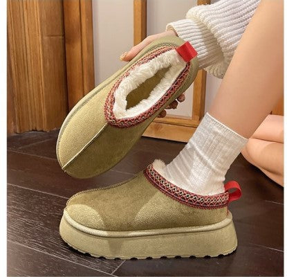 Women's Faux Fur Lined Slipper Boots in Dark Green