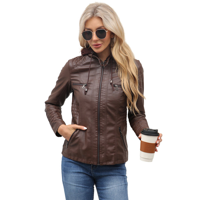Women's Hooded Biker Jacket