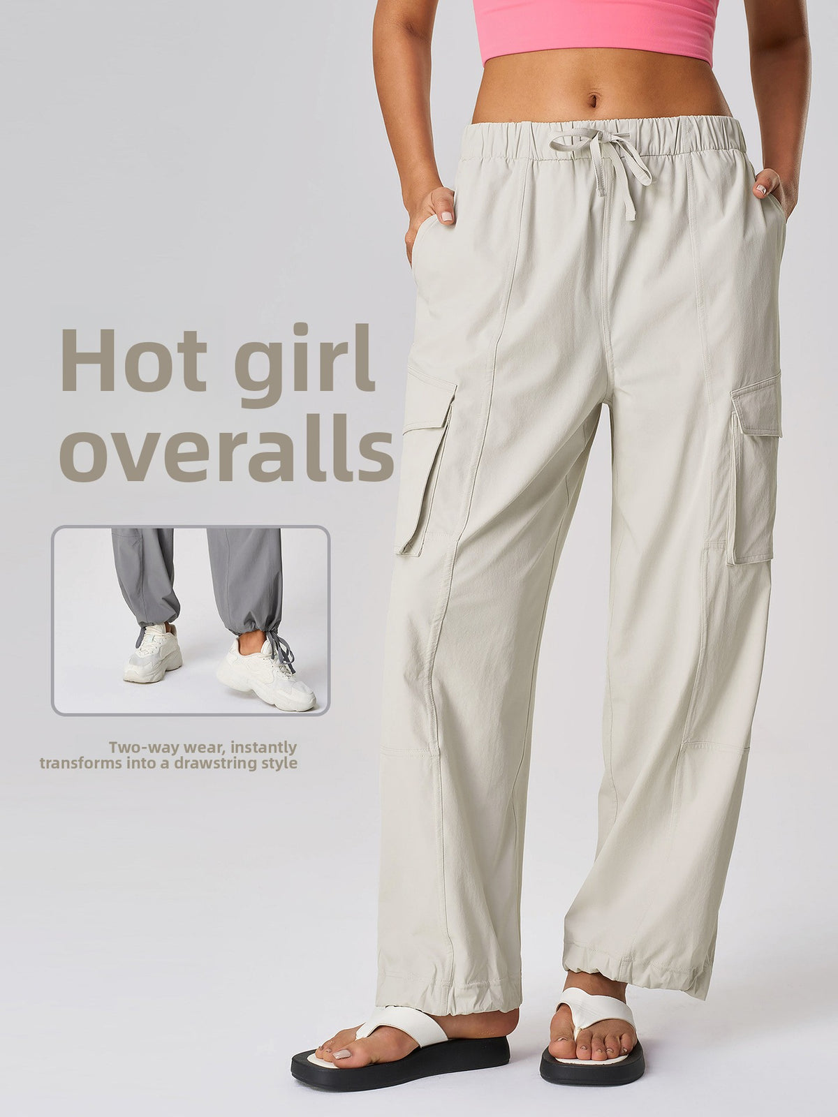 Women's Loose Straight Leg Trousers in Birch White