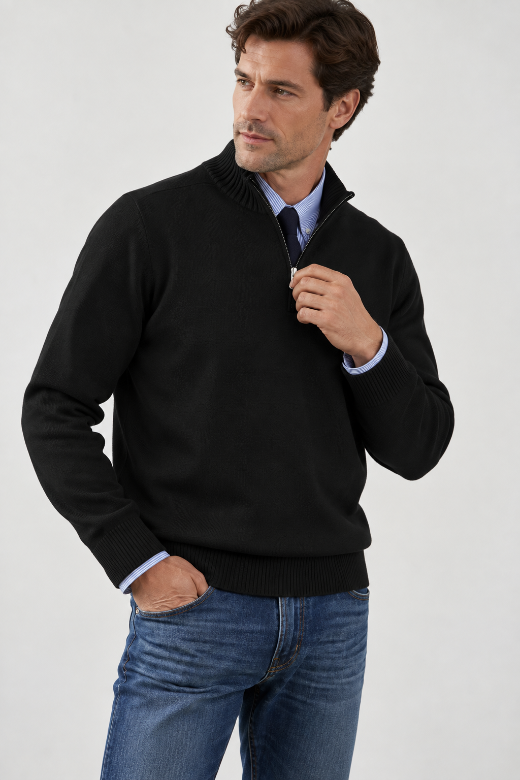 Men's Soft Knit Half-Zip Sweater | Casual Long Sleeve Pullover for Everyday Style