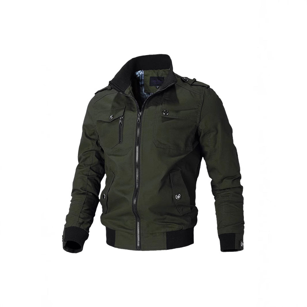 Men's Bomber Jacket | Ribbed Trim Zip-Up Casual Windbreaker