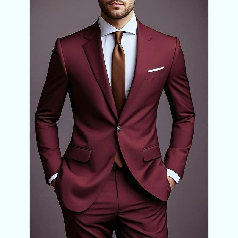 Men's Two Piece Suit in Burgundy