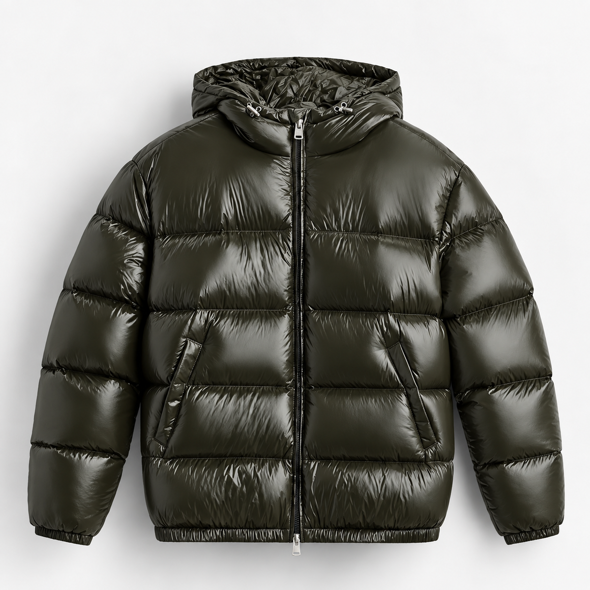 Men's Quilted Hooded Jacket with 3D Pattern
