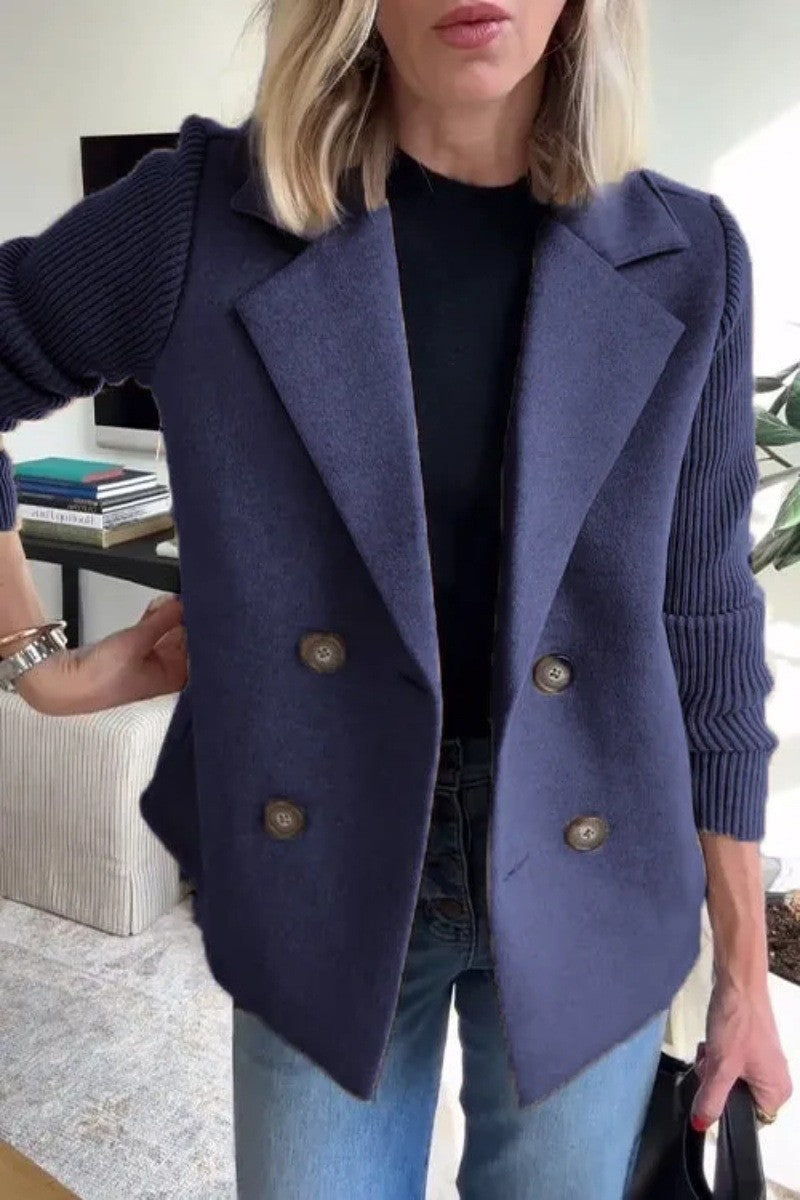 Women's Double Breasted Short Coat in Navy