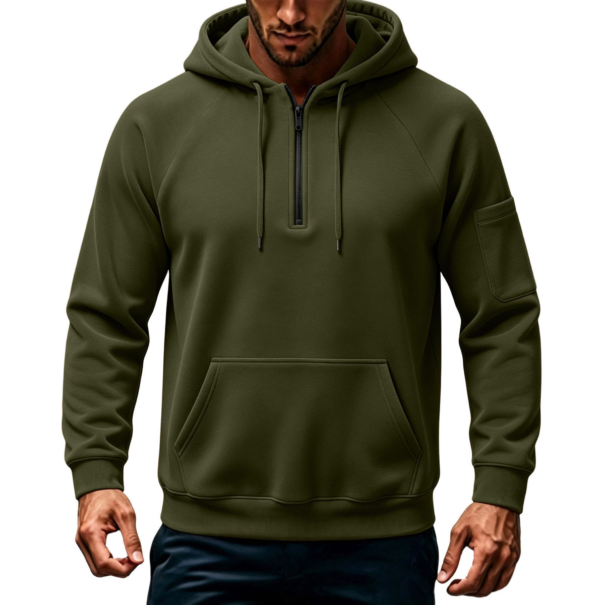 Men's Half-Zip Hoodie in Green