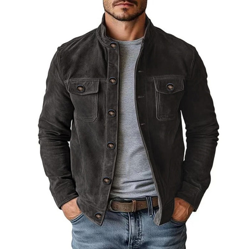 Men's Faux Suede Bomber Jacket in Graphite