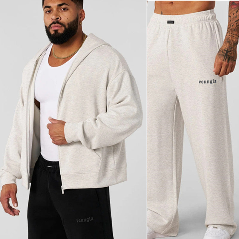 Men's Full Zip Hoodie and Joggers Set in Off-White