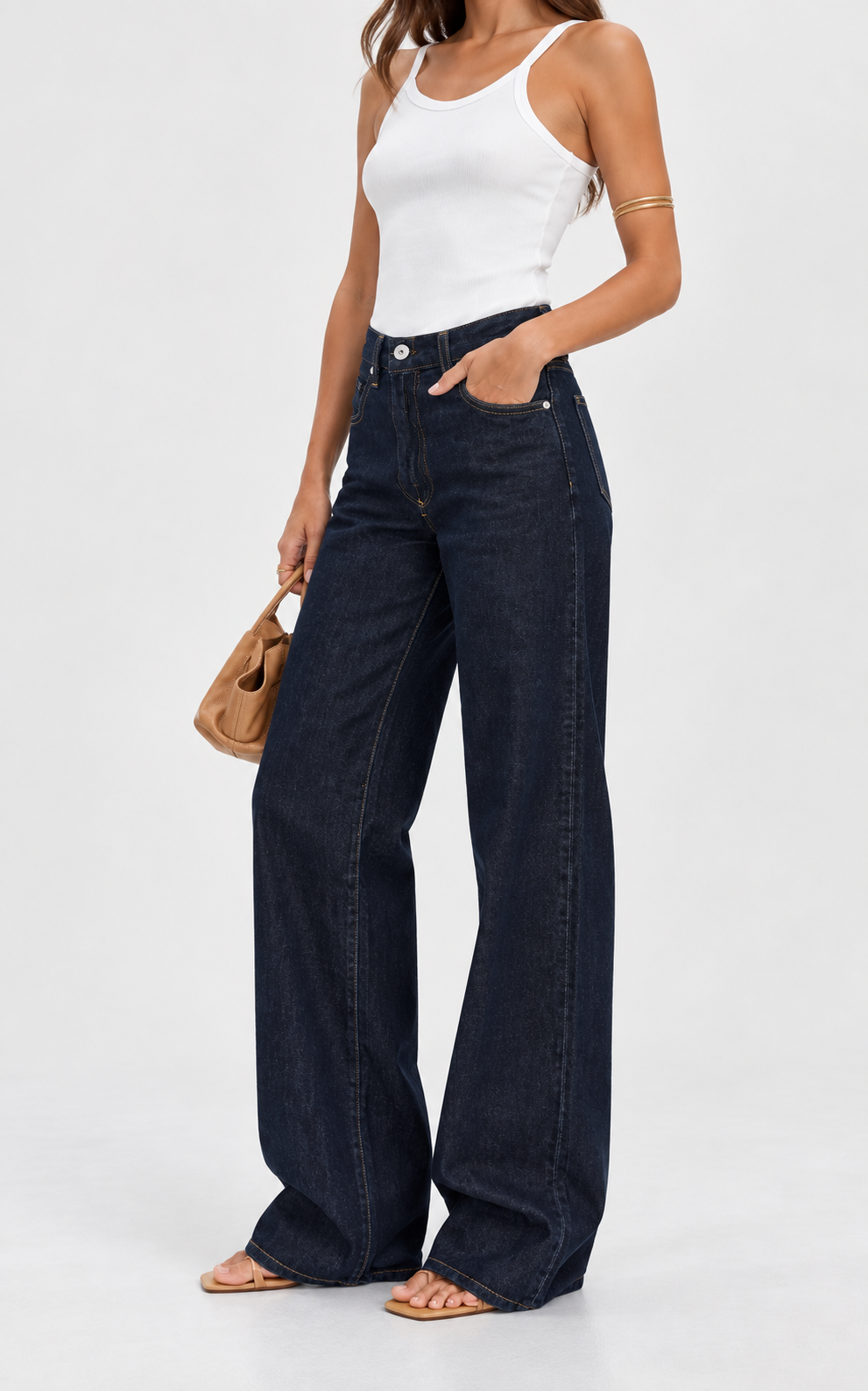 Women's Wide Leg Jeans | High Waist Dark Wash Denim
