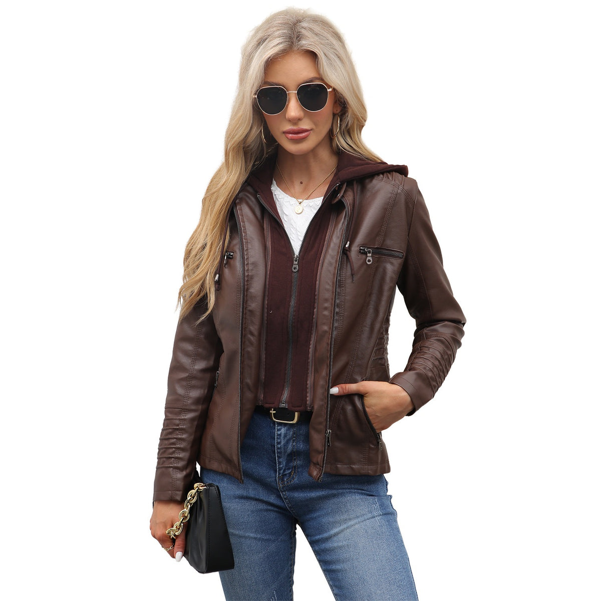 Women's Hooded Biker Jacket — view 2
