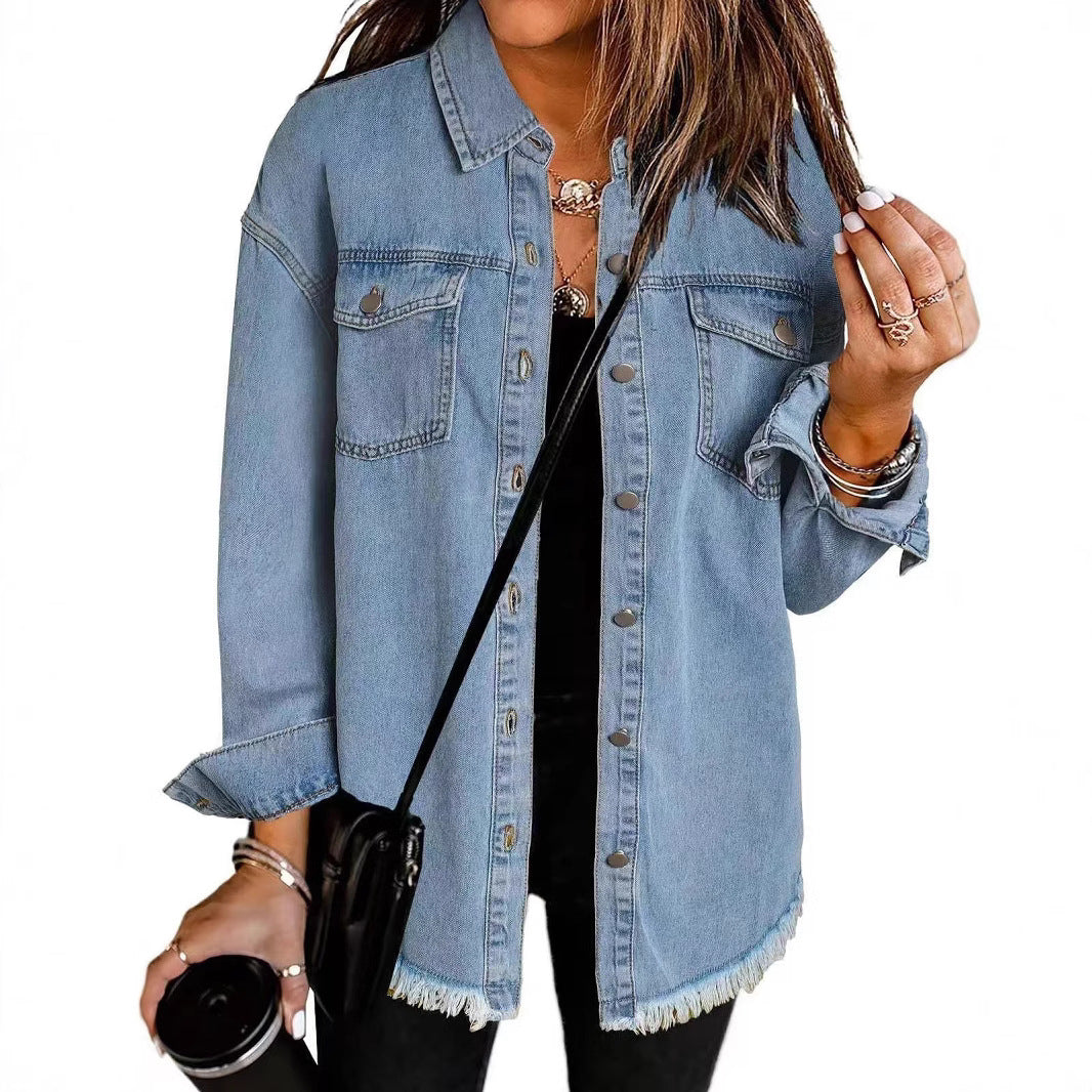 Women's Washed Denim Shirt Jacket — view 2