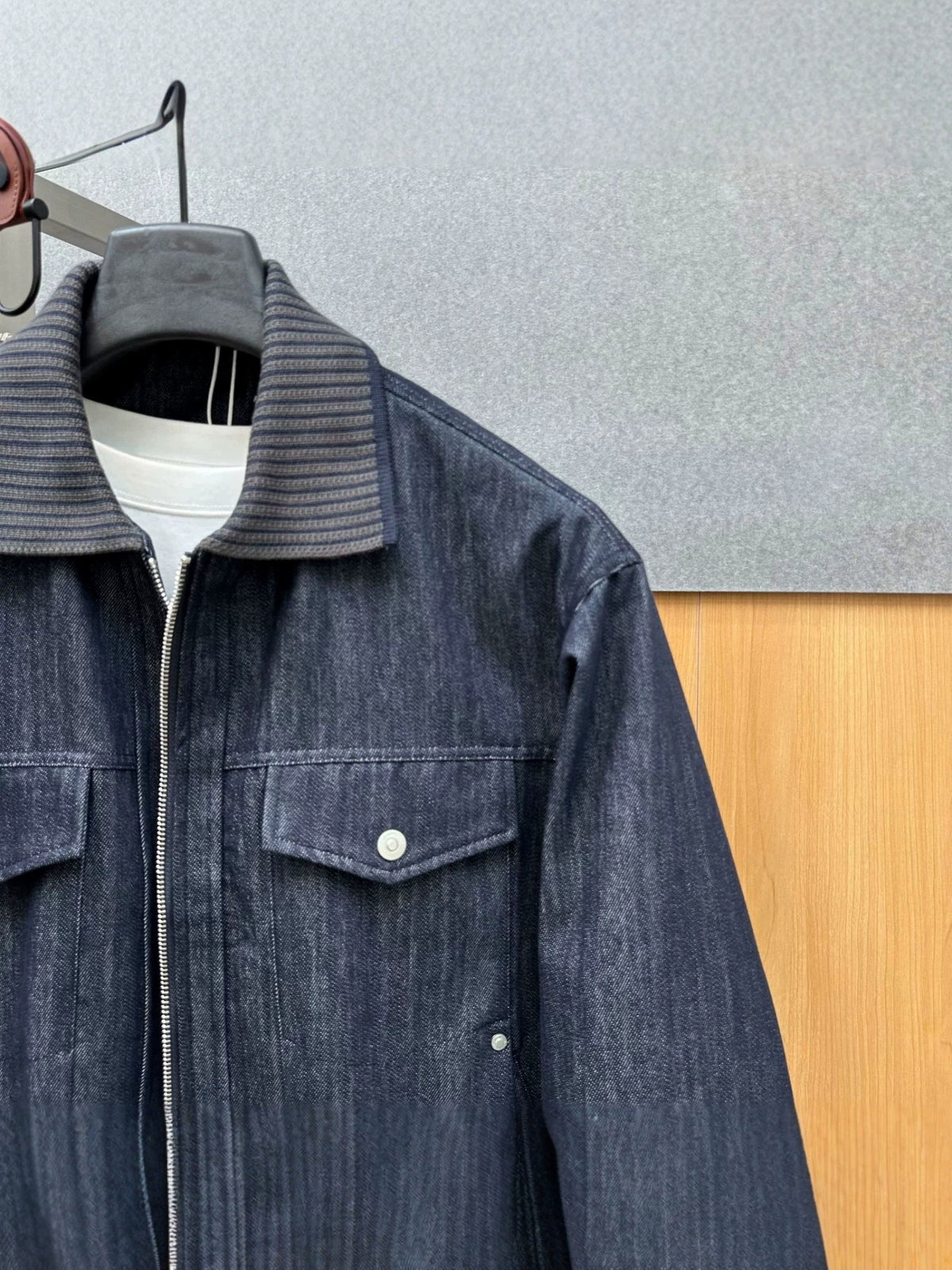 Men's Denim Look Bomber Jacket