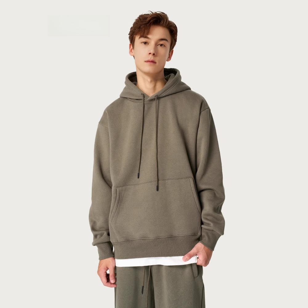 Men's Heavyweight Fleece Hoodie in Olive Green
