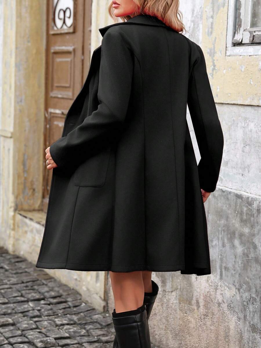 Women's Flared Back Coat in Black — view 3