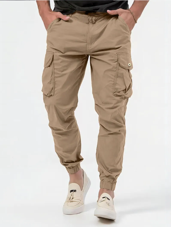 Men's Cotton Cargo Pants in Beige