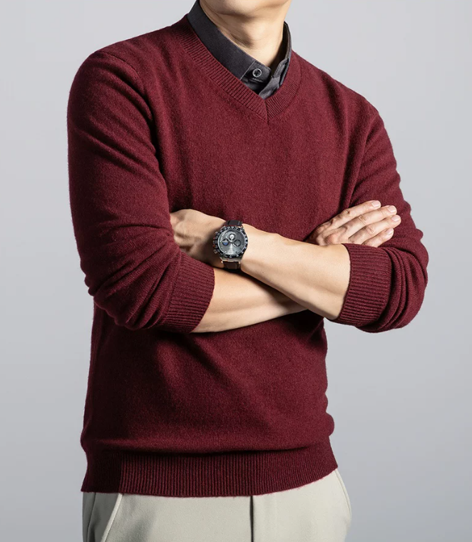 Men's Soft Knit Cardigan in Dark Red