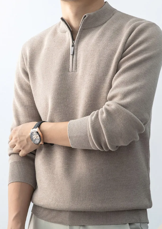 Men's Knit Fabric Half-Zip Sweater