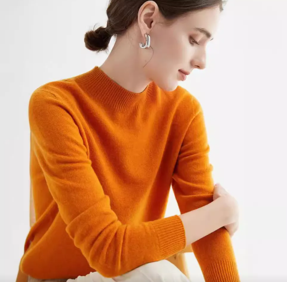 Women's Roll Neck Jumper in Orange
