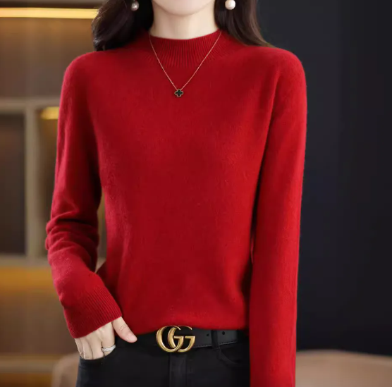 Women's Roll Neck Jumper in Red