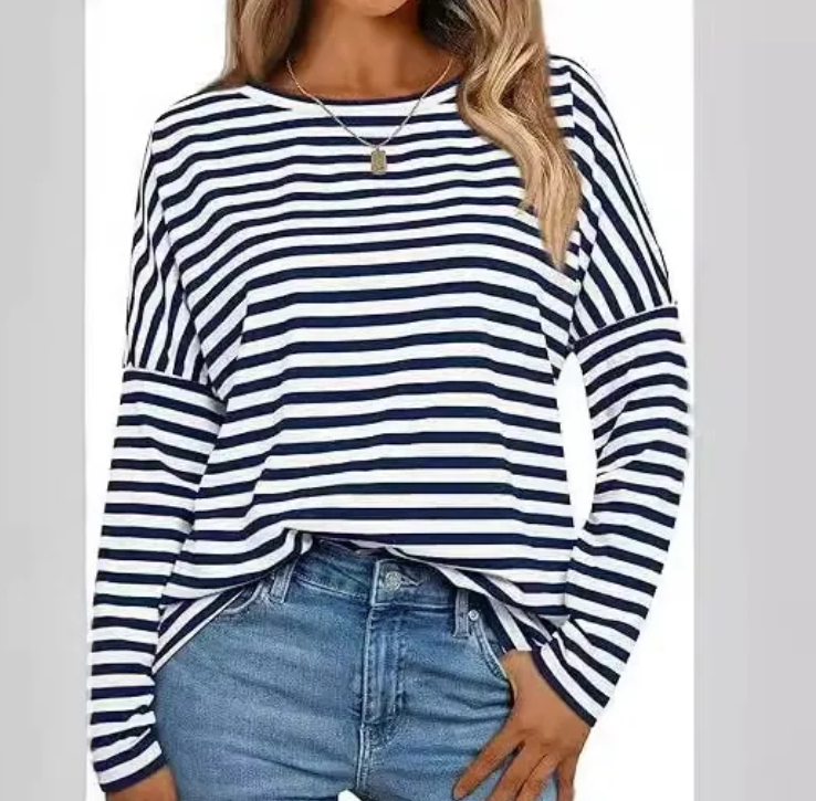 Women's Striped Sweatshirt in Black